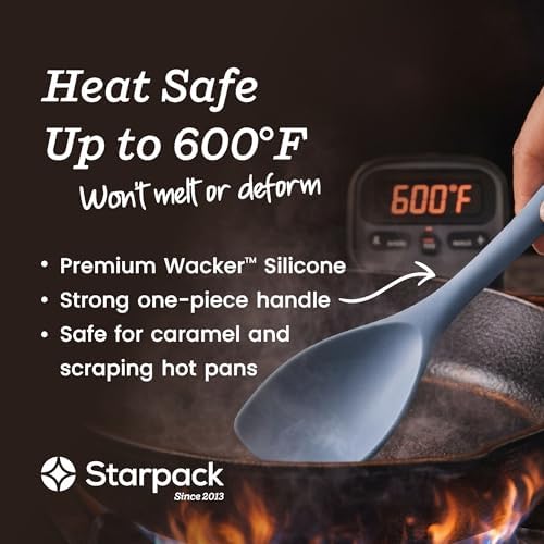 Starpack Stir and Serve Silicone Cooking Utensils Set (5-Piece, 11") - LFGB Non Toxic, 600°F Heat Resistant, BPA-Free - One-Piece Seamless, Dishwasher Safe - for Nonstick Cookware, Light Blue - Image 4
