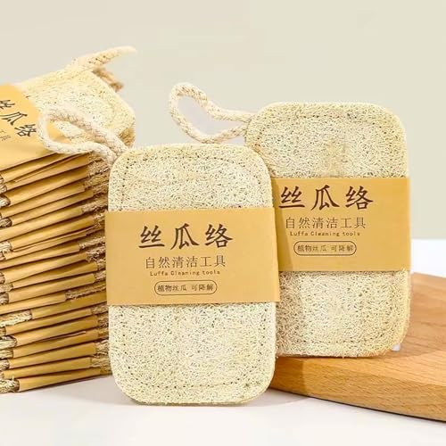 8 Pcs Natural Loofah Dishwashing Sponge Loofah Dish Towel Sponges with Hanging Loop for Kitchen Cleaning Dishes Natural Dish Scrubber by Unknown