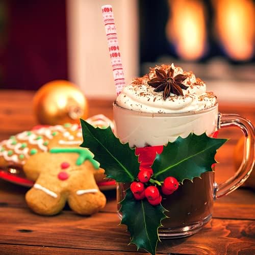 JANYUN 40 Pieces Christmas Straws, BPA-Free 9" Printing Hard Platic Xmas Reusable Drinking Straws for Family or Party Favors Supplies Cleaning Brush Included - Image 6