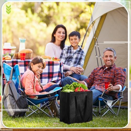 10 Pack 10 Pack Large Insulated Grocery Bag Zippered, Black - Image 3