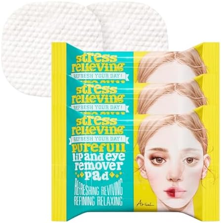 Ariul Purefull Lip & Eye Makeup Remover Pads – Oil-Infused Dual-Sided Pads, Gentle Exfoliation, Travel Friendly Compact Size, Korean Skincare (30 Pads x 3 Pack) by Ariul-FreshStartforYourSkin