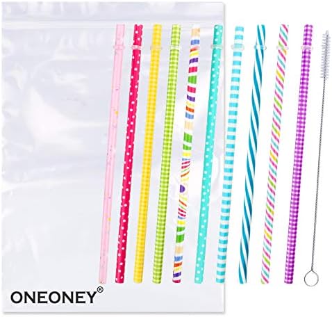 JANYUN 40 Pcs Reusable Plastic Straws, Colorful Printing Hard Plastic Straw - Image 6