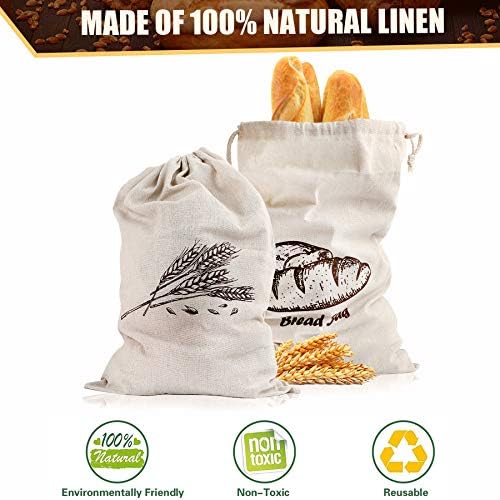 Augshy 4 Pcs Linen Bread Bags for Homemade Bread Container - Image 4