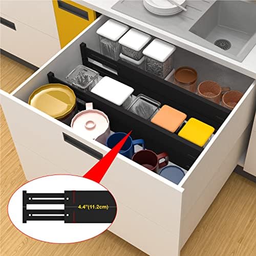 ANTOWIN Bamboo Drawer Dividers Organizers, Expandable Drawer Separators Splitter,17-22 inches Long Adjustable Spring-loaded Organizer for Large Utensil, Clothes, Tools Drawers (Black) - Image 6
