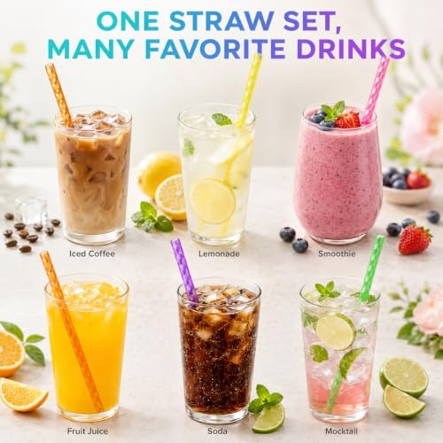50Pcs Reusable Plastic Straws, 9 Inch Hard Drinking Straws with Cleaning Brush, Colored crystal Straws for Mason Jars, Tumblers, Iced Coffee, Smoothies, Cocktails and Party Cups - Image 4