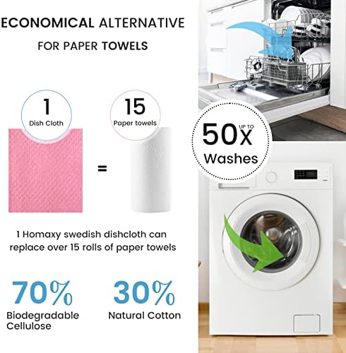 Homaxy Swedish Dishcloths for Kitchen, 6 Pack, Pink - Image 4