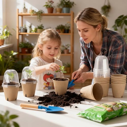 50 Set 3.15 Inch Peat Pots Plant Starters for Seedling with Humidity Dome - Image 4