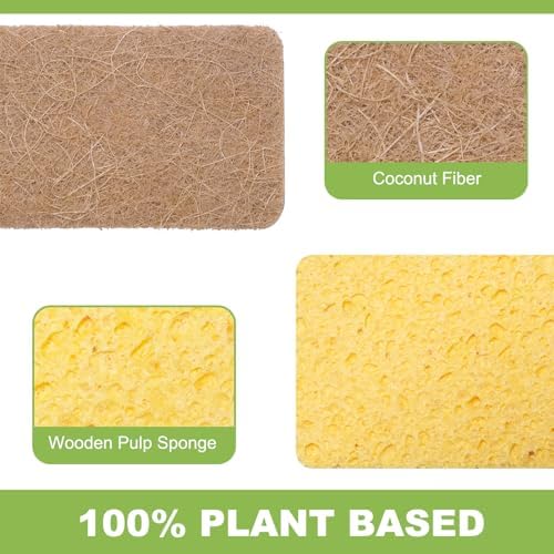 Yolaist 12 Pack Non-Scratch Scrub Sponge, Natural Kitchen Sponges for Cleaning Kitchen, Scratch Free Biodegradable Sponges for Dishes, No-Stick Cookware - Image 2