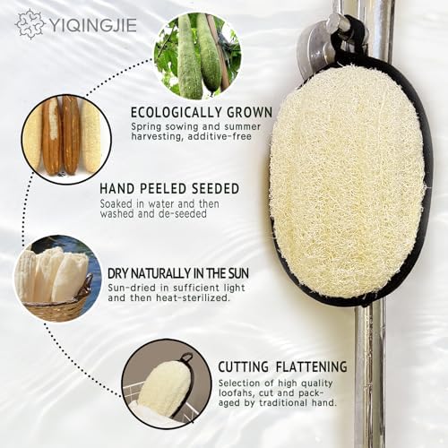YIQINGJIE Upgraded Large Natural Egyptian Loofah for Men,2 Count,Black - Image 5