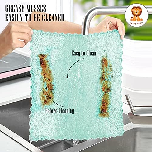 24 Pack Kitchen Dishcloths - Does Not Shed Fluff - Reusable Dish Towels, Dish cloths, Super Absorbent Coral Fleece Cleaning Cloths, Nonstick Oil Washable Fast Drying, 16 x 19 Inch (Multicolor) - Image 6