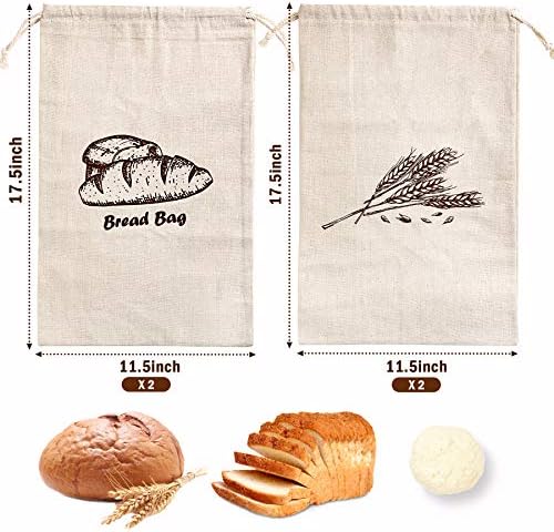 Augshy 4 Pcs Linen Bread Bags for Homemade Bread Container - Image 2