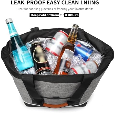 Insulated Cooler Bag Reusable Grocery Tote Bags Transport Large Lunch Box for Women - Image 3