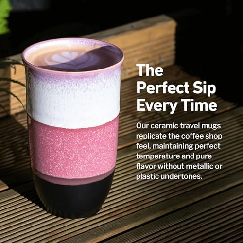 NOVA CERAMICS Coffee Travel Mug – Reusable Coffee Cup – Microwave & Dishwasher Safe Coffee Green Tumbler - Gifts For Women Men Him Her – 16oz – Eclipse - Image 4