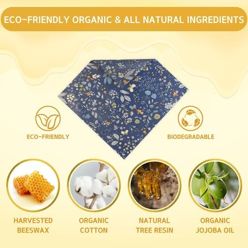 BYTTME Reusable Beeswax Wrap - 9 Pack Beeswax Wraps for Food, Eco-Friendly Beeswax Food Wraps, Bread Sandwich Wrapper - Reusable Food Storage Wrap Set with Flower Butterfly+Mesh Bag - Image 3