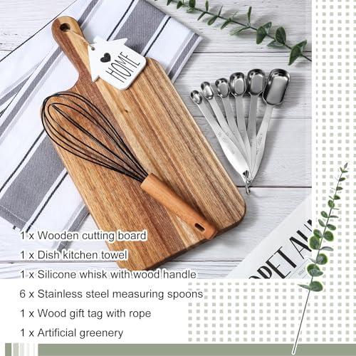 Patelai 7 Pcs Housewarming Gifts Set, Cutting Board Towels Spoons Whisk - Image 3