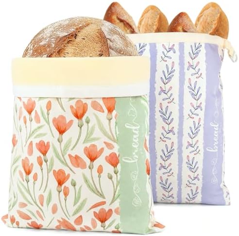 Beeswax Sourdough Bread Bags for Homemade Bread, 2 Packs XL Reusable Organic Beeswax Linen Cotton Sourdough Bag, Keep Loaves Fresh Longer, Homesteading Essentials by Holismo