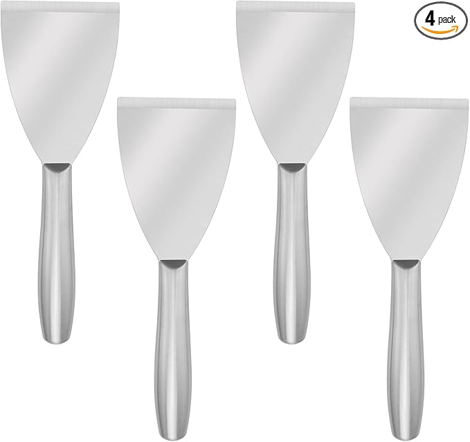 4 Pack 3 Inch Putty Knife Scraper, Putty Knife Set, Stainless Steel Putty Knife, Wallpaper Scraper Paint Scraper Tool for Spreading Drywall Spackle, Plasterboard Mud, Scraping Paint, by GENHAKON.