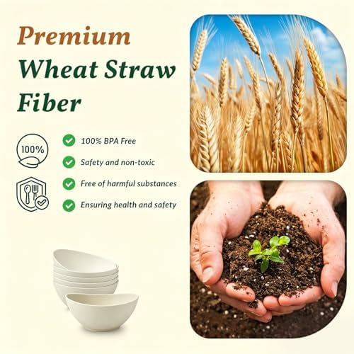 Homienly Wheat Straw Small Bowls Dessert Bowls Set of 6 Unbreakable Ice Cream Bowls for Kitchen, Camping, RV, Dorm, Microwave & Dishwasher Safe Mini Bowls for Yogurt, Snack 10 OZ (Beige) - Image 3