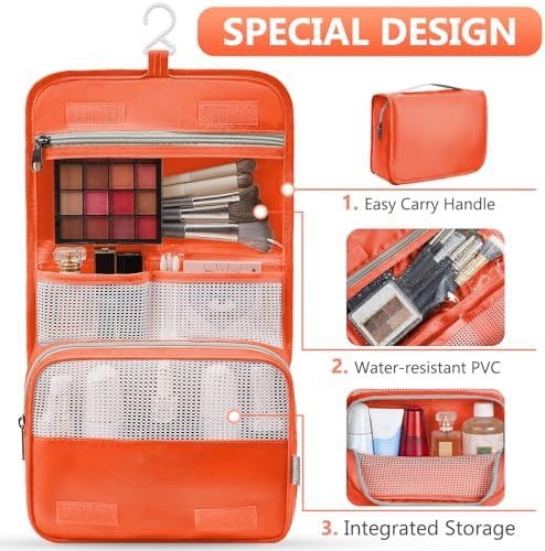 OlarHike Packing Cubes for Travel,Gifts for Women Mom,Anti-Tearing Suitcase Organizer for Luggage with Shoe & Hanging Toiletry Bag,Vacation Essentials & Accessories for Cruise Ship,8 Set,Orange - Image 3