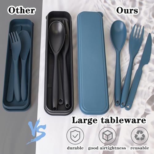 2 Sets Large Reusable Utensils Set with Case, Portable Travel Cutlery - Image 2