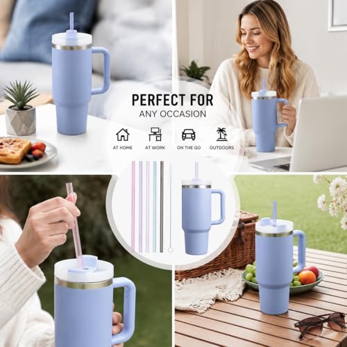 Replacement Straws Compatible with 30 oz Stanley Quencher Tumbler, 10.5 Inch Reusable Straws, Drinking Cup Accessories, Blue-6 Pack - Image 6