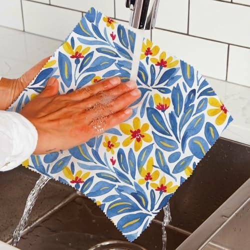 Reusable Beeswax Wrap, Blue Botanical & Floral Wraps, 9 Pack Eco-Friendly Food Storage for Sandwich, Bread & Bowl, Organic Cotton, Sustainable, Zero Waste, Plastic-Free, 1XL, 3M, 5S - Image 6