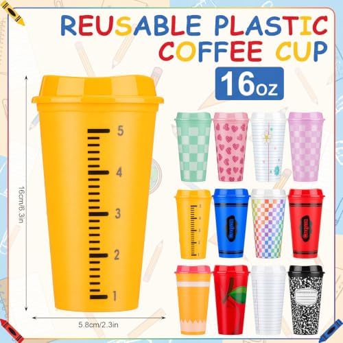 LemonRoad 12 Pack Back to School Teacher Gifts 16 oz Reusable Coffee Cups - Image 2