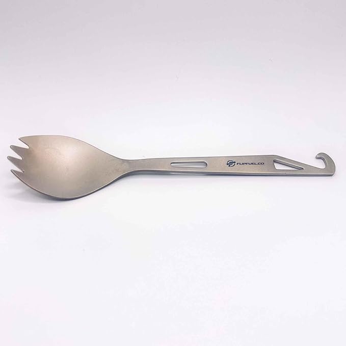 FlipFuel Camping Titanium Spork - Ultra-Lightweight, Durable, Built-In Bottle Opener