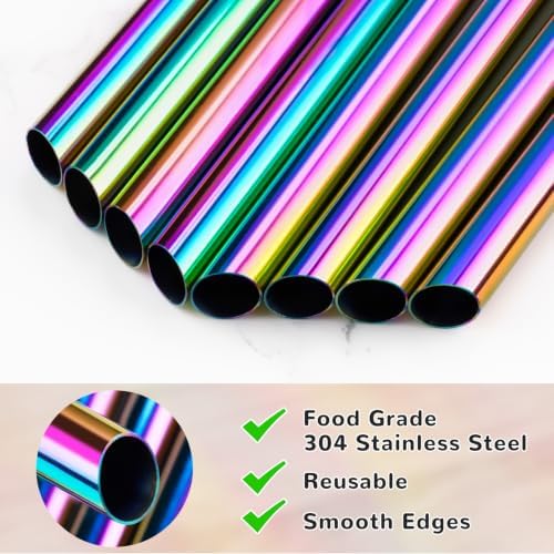 NiHome 4-Pack Stainless Steel Straws for Boba, Smoothie, 10.4” Metal Straws - Image 6