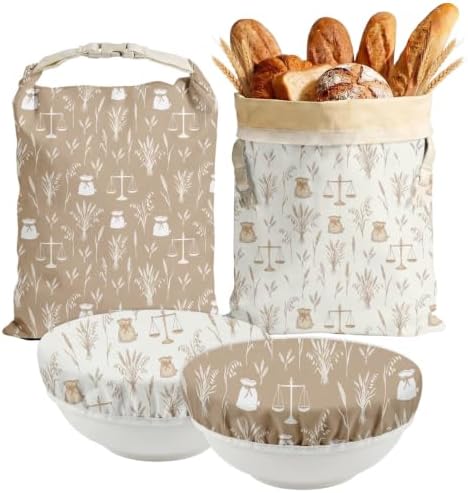Britimes Reusable Bread Bags Set, Beeswax, XL, Zero Waste, Wheat Scales by Britimes