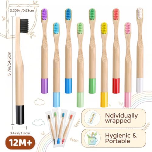 Non-Toxic Kids Bamboo Toothbrushes Set Bulk 20Pcs - Image 2