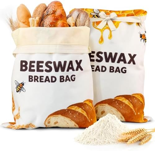 OHIYO Beeswax Bread Bags for Homemade, Reusable Natural Beeswax Sourdough Bread Bags Freshness Keeper for Homemade, Bakery Essentials, Bread Box (2 Pack) by OHIYO