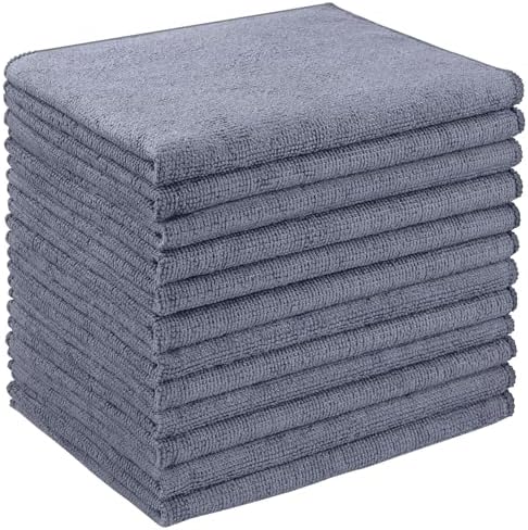AIDEA Microfiber Cleaning Cloth 12 Pack, Microfiber Towels for Cars, Soft & Absorbent Cleaning Rags, Premium Lint Free Shop Towels for House, Kitchen, Car, 12inx16in, Grey by AIDEAHOME