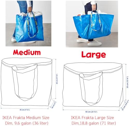 IKEA 603.017.07 FRAKTA Medium Shopping Bags (Set of 6), Blue, 55 lb Max. Load, 10 Gallon Volume, Easy to Keep Clean, Takes Up Little Space to Store as It Folds Flat - Image 5