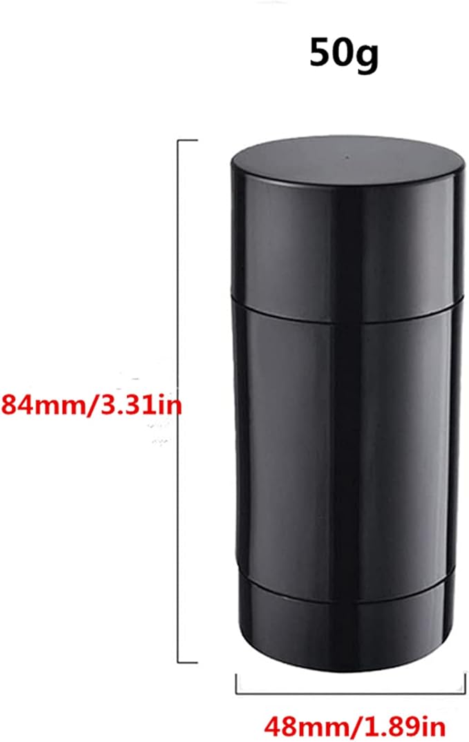 10 Pcs 50ml Round Deodorant Containers Twist-up Filling Stick Empty Refillable Deodorant Container Plastic Deodorant Bottles Bottom-fill Lip Balm Tube (Black)