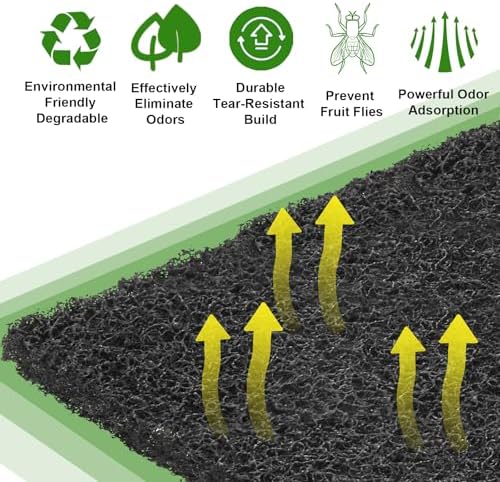 15 Pack Trash Can Odor Filter Refills for Trash Can and Compost Bin, Activated Charcoal Deodorizer Sheets for Indoor Kitchen Compost Bucket Countertop and Recycle Bin, Square 3.9 Inch - Image 7
