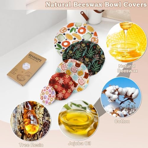 5Pcs Reusable Beeswax Elastic Bowl Covers for Bread Proofing and Food Cover - Image 3