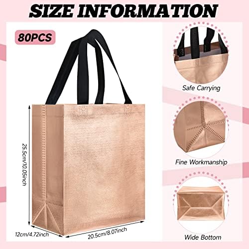 Eccliy 80 Pcs Reusable Gift Bags, Medium, Champagne - Image 6