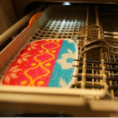 Amarelle Scrub,Eco-Friendly Reusable Dish Scrubbers for Washing Dishes,Soft Safe and Non-Scratch Scrubber, Durable Scouring Pad for Kitchen and Household Cleaning (Sunlit Carnival, 5-Pack) - Image 3