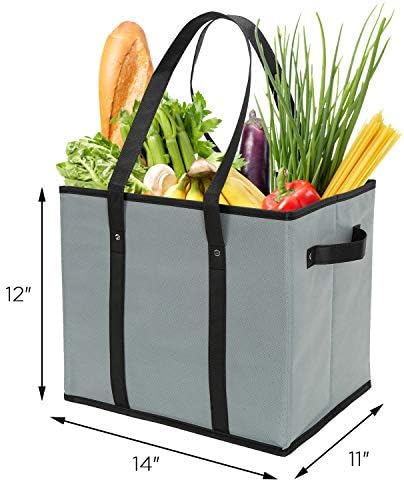 Foraineam Reusable Grocery Bags Set Durable Heavy Duty Tote Bag Collapsible Grocery Shopping Box Bag with Reinforced Bottom - Image 2
