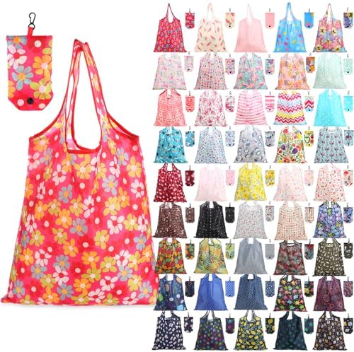 Paterr 46 Pcs Foldable Reusable Grocery Bags Bulk Machine Washable Waterproof Shopping Bags Packable Grocery Tote Pouches by Paterr