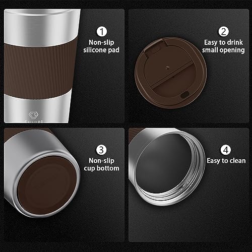 CS COSDDI 12 oz Coffee mug - Stainless Steel Coffee Cup with Leakproof Lid - Image 3