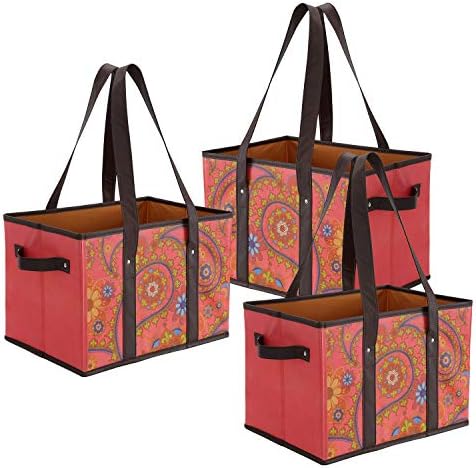 Foraineam Reusable Grocery Bags Set Durable Heavy Duty Tote Bag Collapsible Grocery Shopping Box Bag with Reinforced Bottom - Image 2