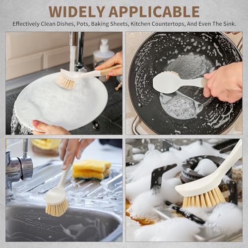 DEBETOOL 4-Pack Dish Brush, Built-in Scrubber with Handle - Image 6