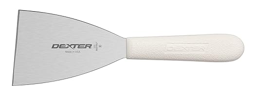 Dexter Russell S293PCP Sani-Safe 19603 Griddle Scraper, 12-1/2" Overall Length with 3" Stiff Stainless Steel Blade, Textured Polypropylene White Handle, Grill Cleaner Kitchen Tool, NSF Certified