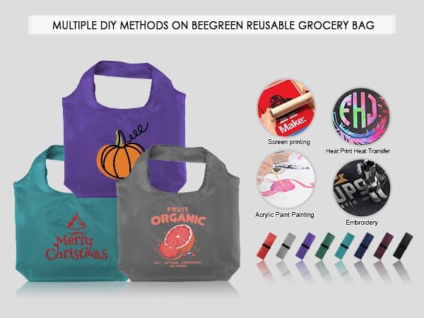 BeeGreen Pink Reusable Grocery Bags Wholesale Reusable Kitchen Bags Bulk Foldable-Machine Washable with Zipper Storage Pouch 50 Packs - Image 6