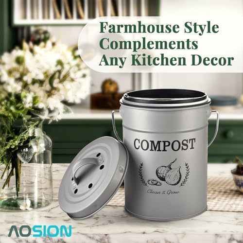 AOSION 1 Gallon Countertop Compost Bin for Kitchen with Lid,Odor Resistant - Image 6