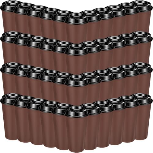 Honeydak 45 Pack 16 oz Reusable Coffee Cups with Lids Water Bottle Iced Coffee Travel Mug Portable Plastic Tea Tumblers Bulk for Hot and Cold Drinks Birthdays Party (Brown,Classic) by Honeydak