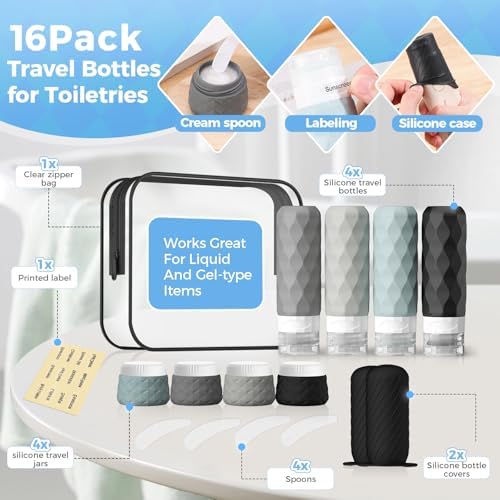 Silevoler 16Pack Travel Bottles for Toiletries, Bottles, Jars, and Covers - Image 3