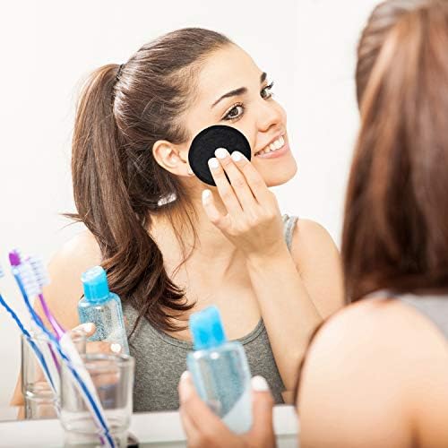 SIQUK 24 Pieces Reusable Cotton Rounds Black Makeup Remover Pads Layers Washable Organic Bamboo Cleansing Cloth Pads with Laundry Bag for Eye Makeup Remove Face Wipe - Image 6